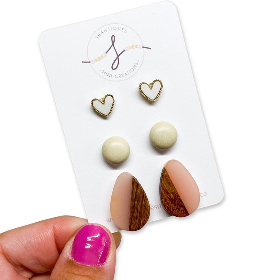 Wood Grain - Trio Earrings