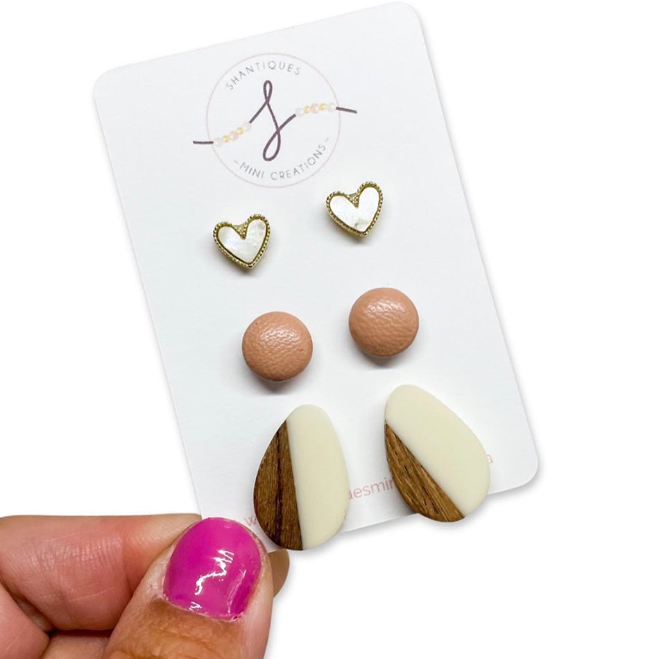 Wood Grain - Trio Earrings