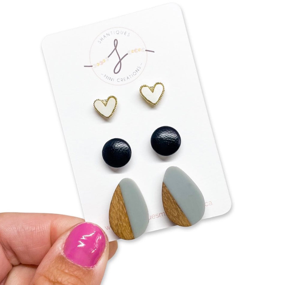Wood Grain - Trio Earrings