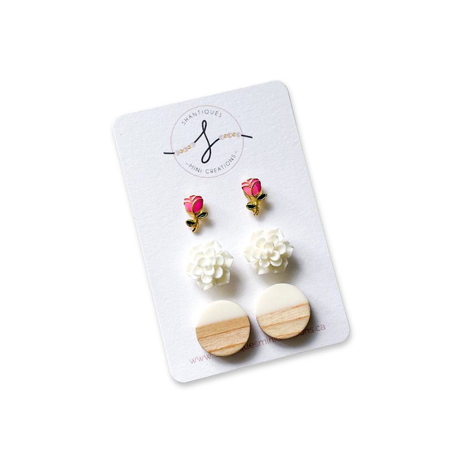 Wood Grain - Trio Earrings