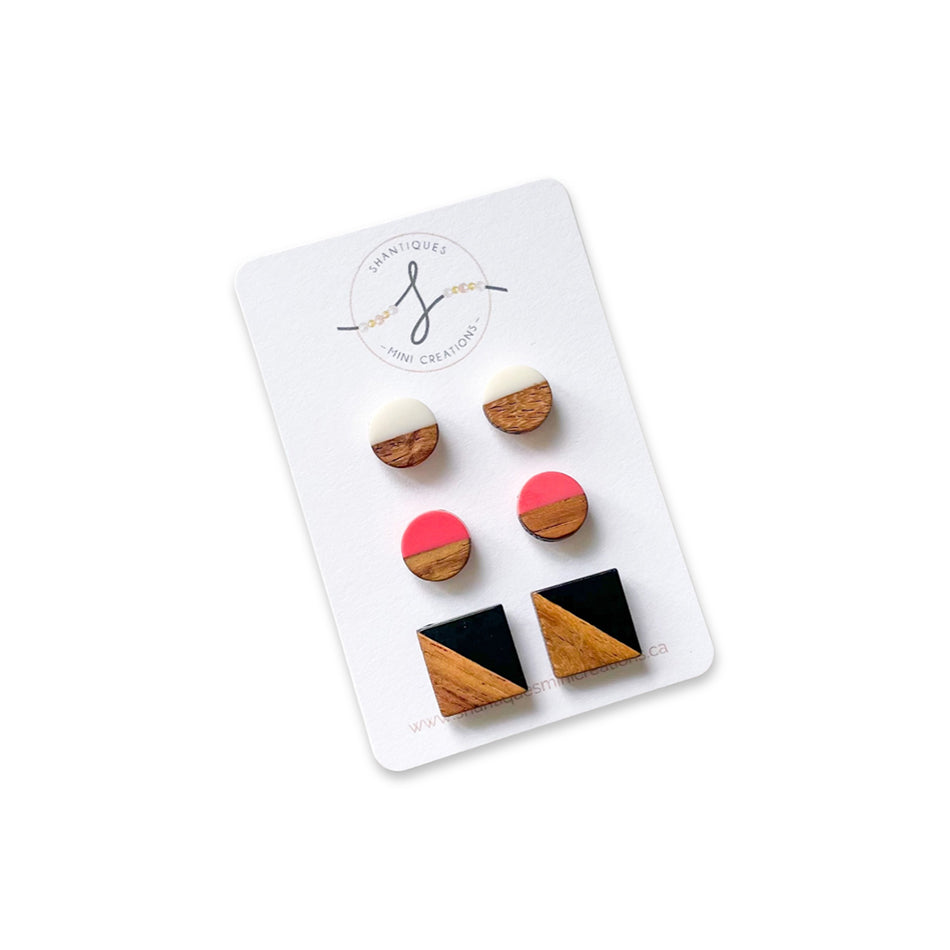 Wood Grain - Trio Earrings