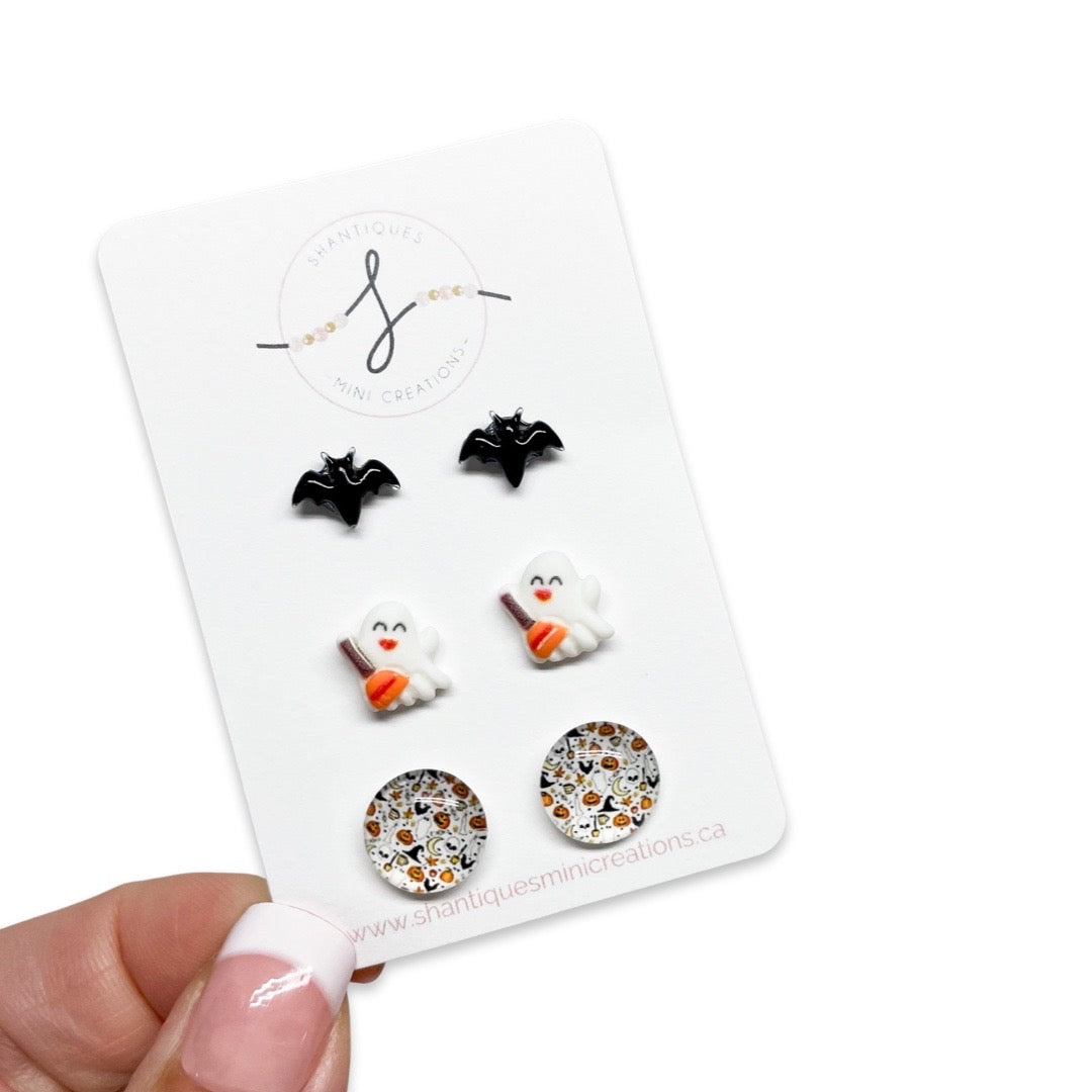 Trio Earrings - Halloween Bats
