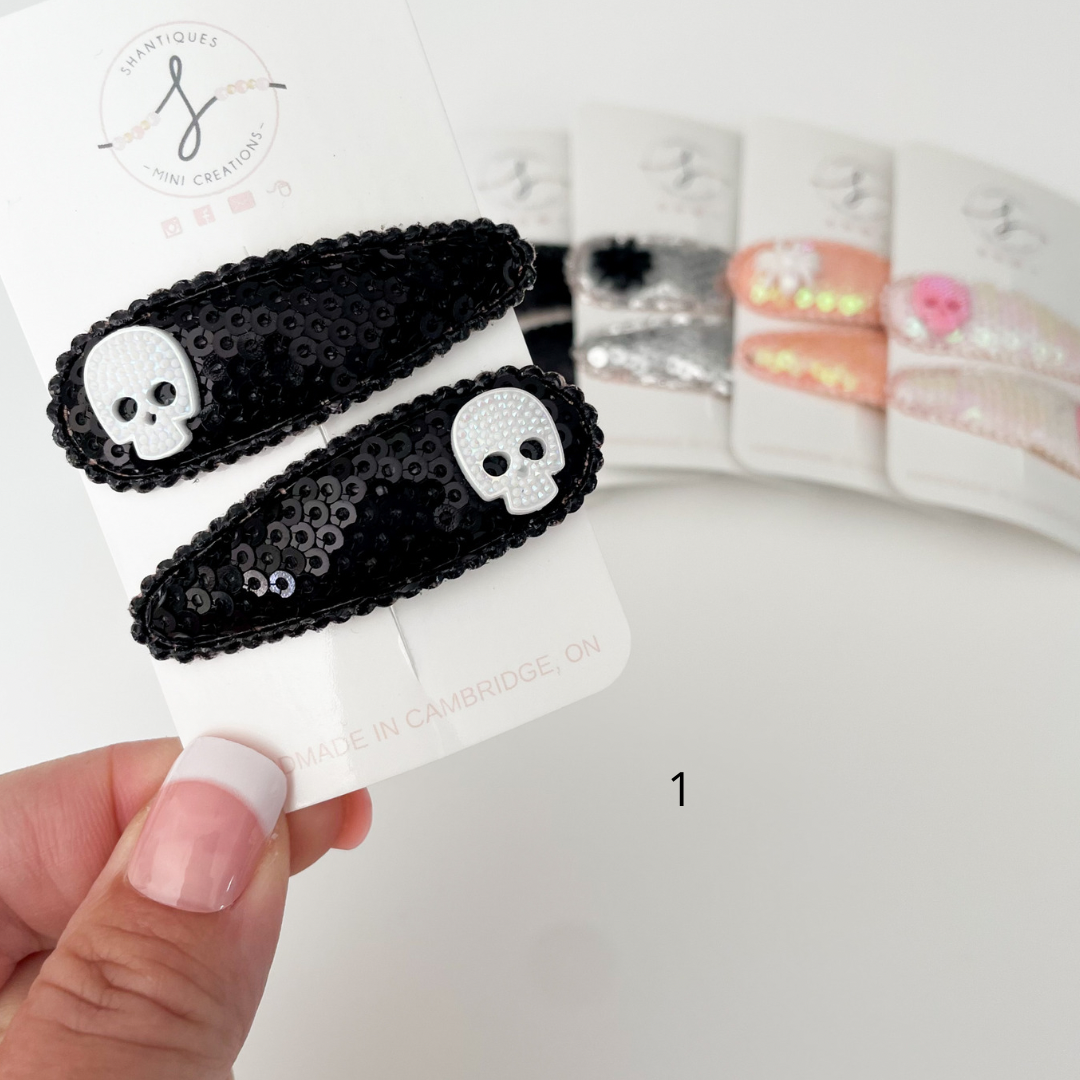 Snap Clip Sets - Glitter Sequin Halloween
