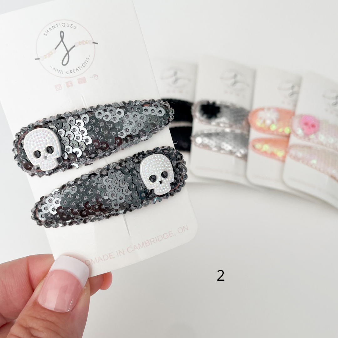 Snap Clip Sets - Glitter Sequin Halloween