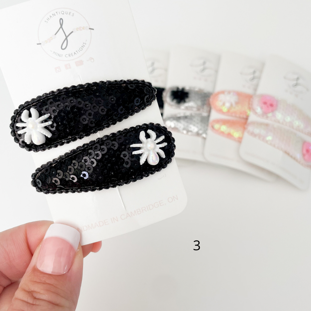 Snap Clip Sets - Glitter Sequin Halloween