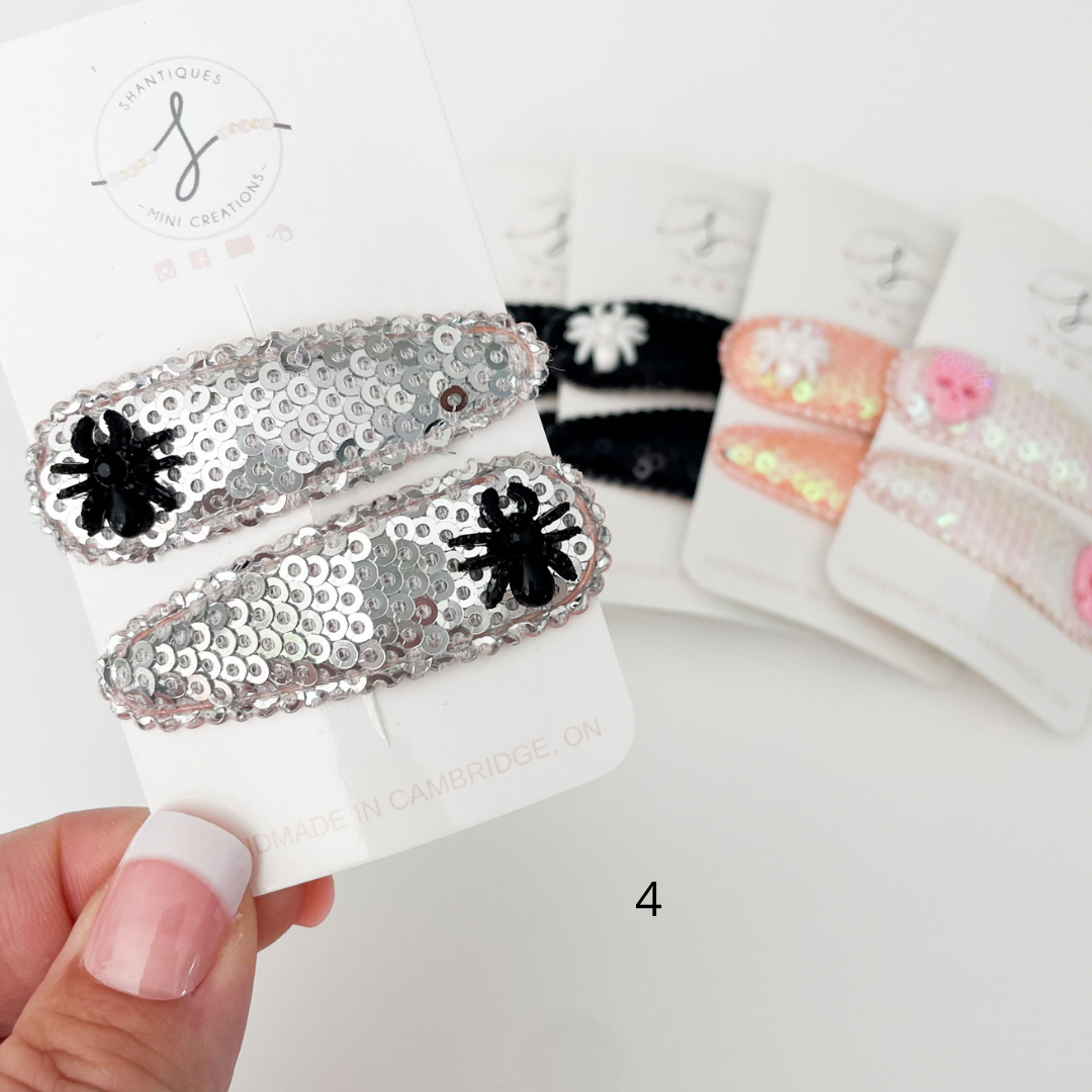 Snap Clip Sets - Glitter Sequin Halloween