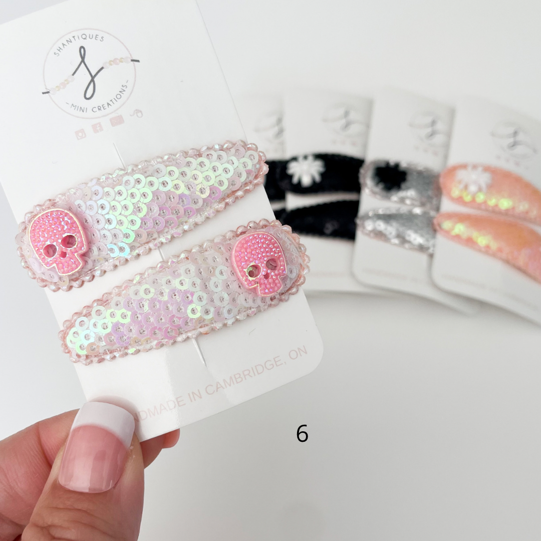 Snap Clip Sets - Glitter Sequin Halloween