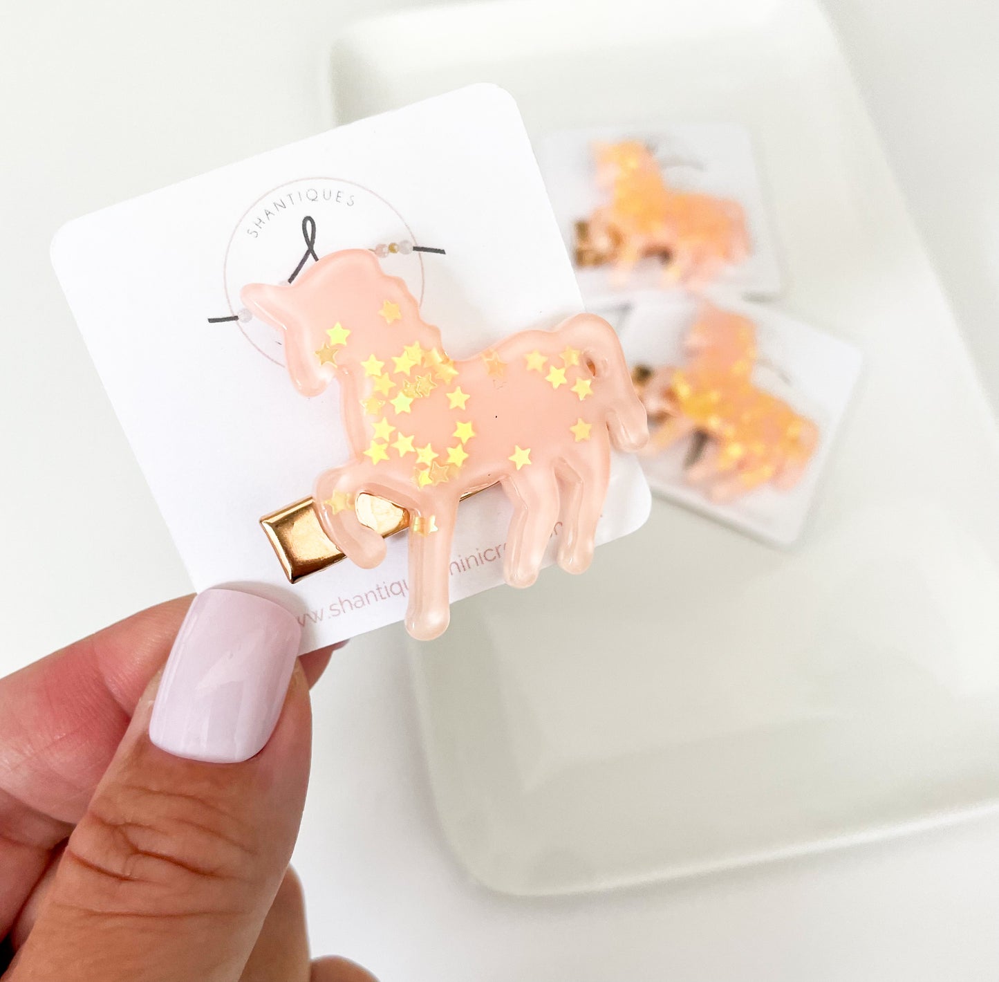 Glitter Unicorn - Alligator Bar Clips
