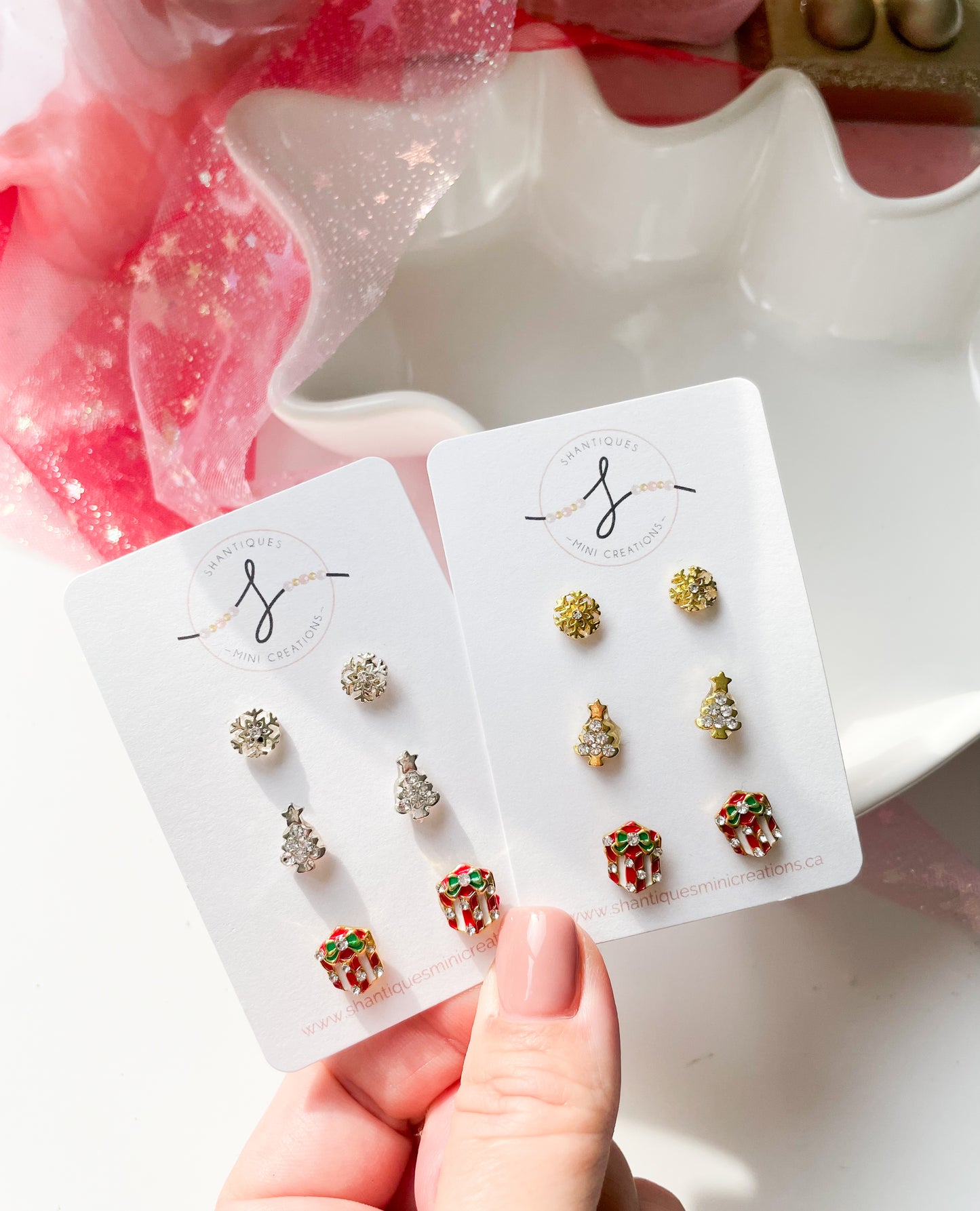Trio Earrings - Holiday Diamond