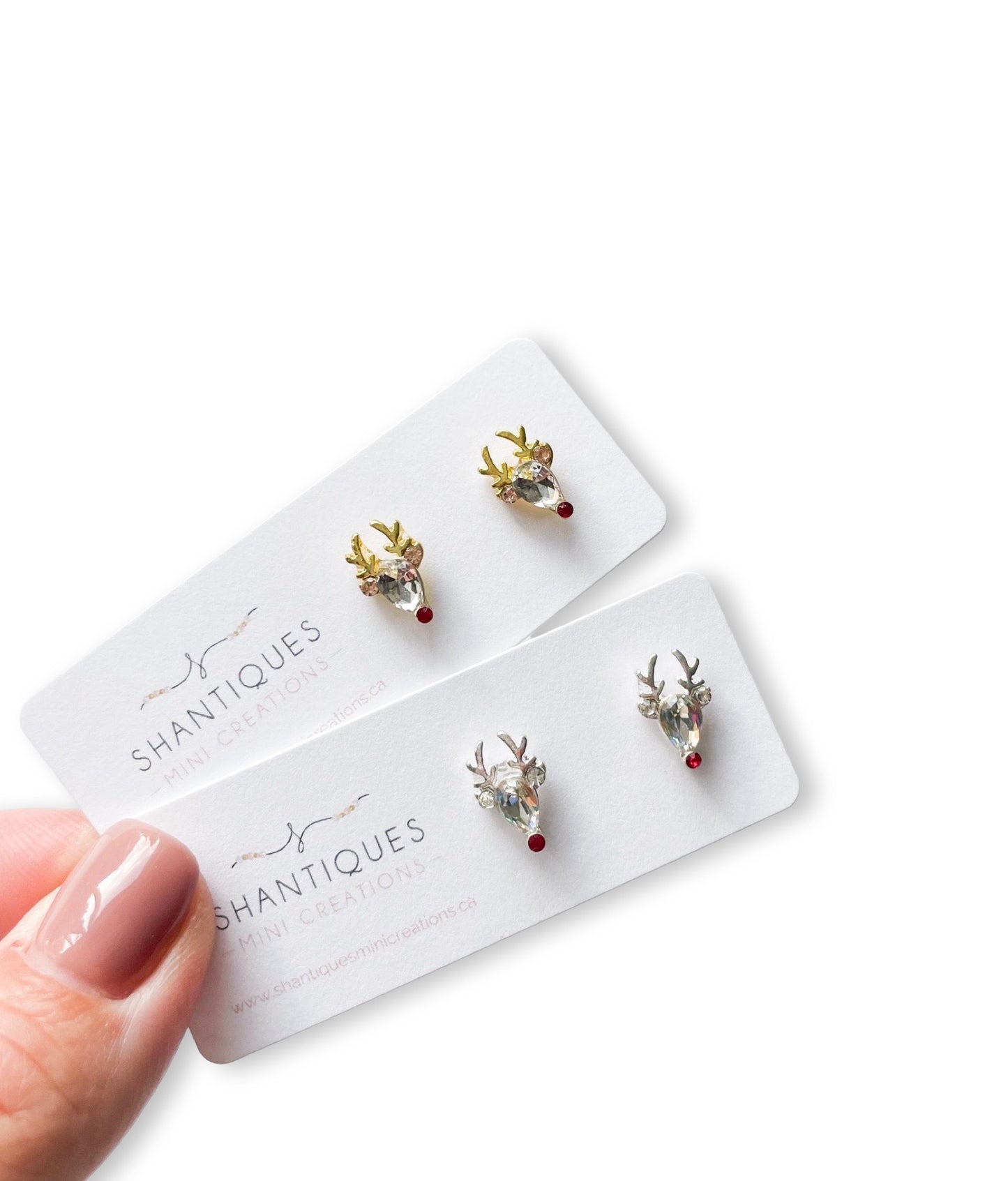Earrings - Diamond Reindeers