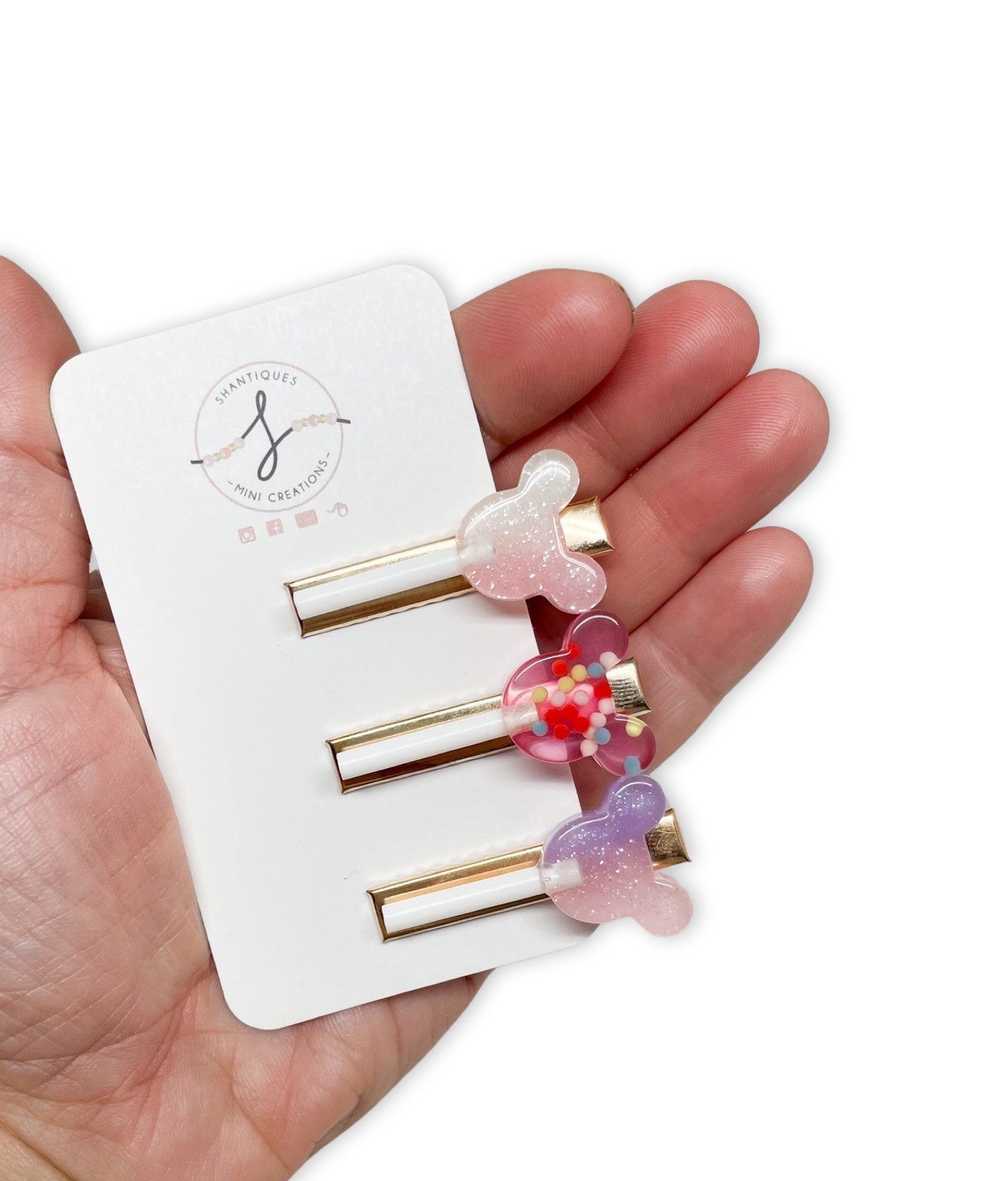 Mouse Lollipop - Trio Alligator Clip Sets