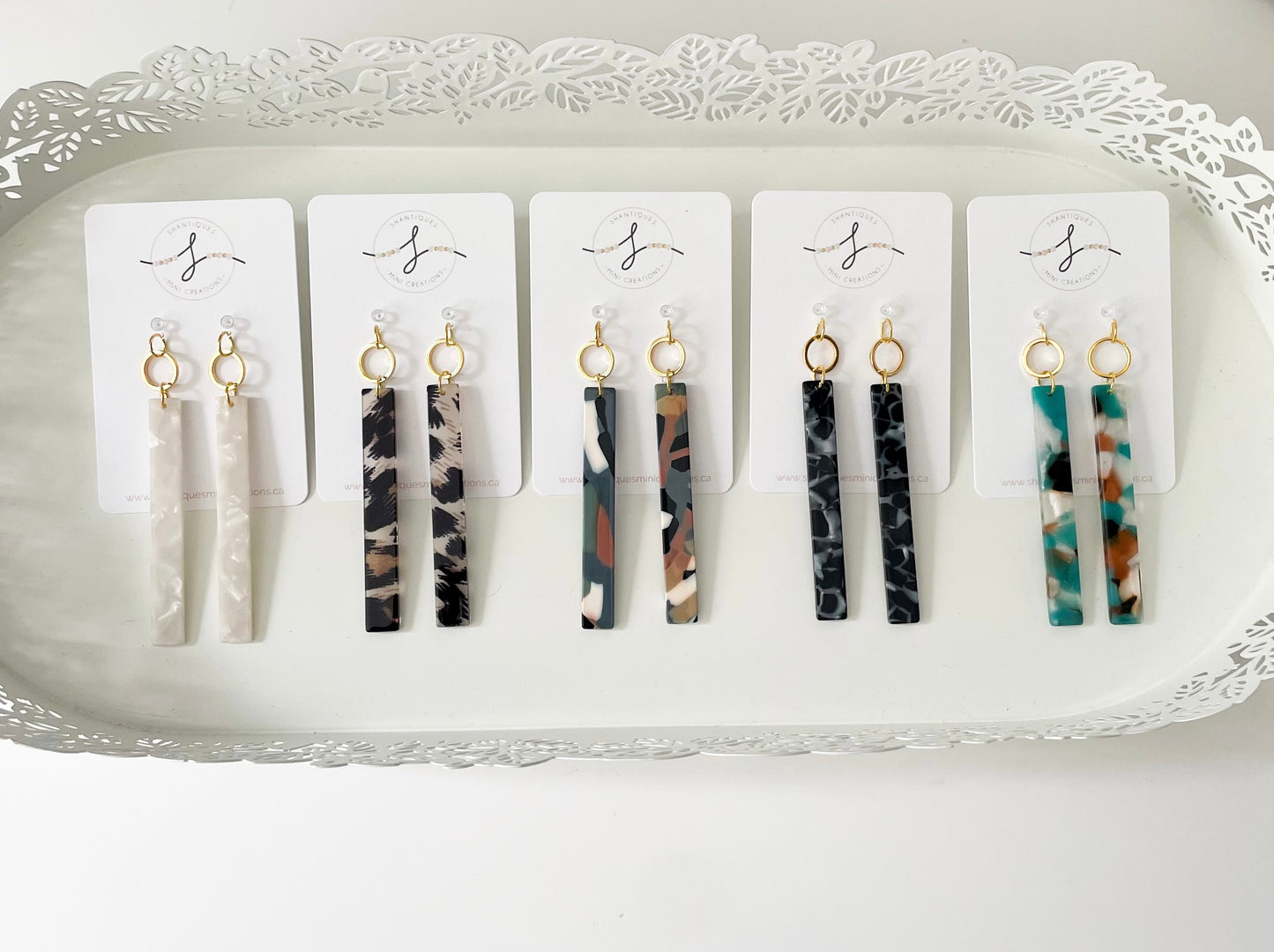 Long Resin Bars - Dangle Earrings