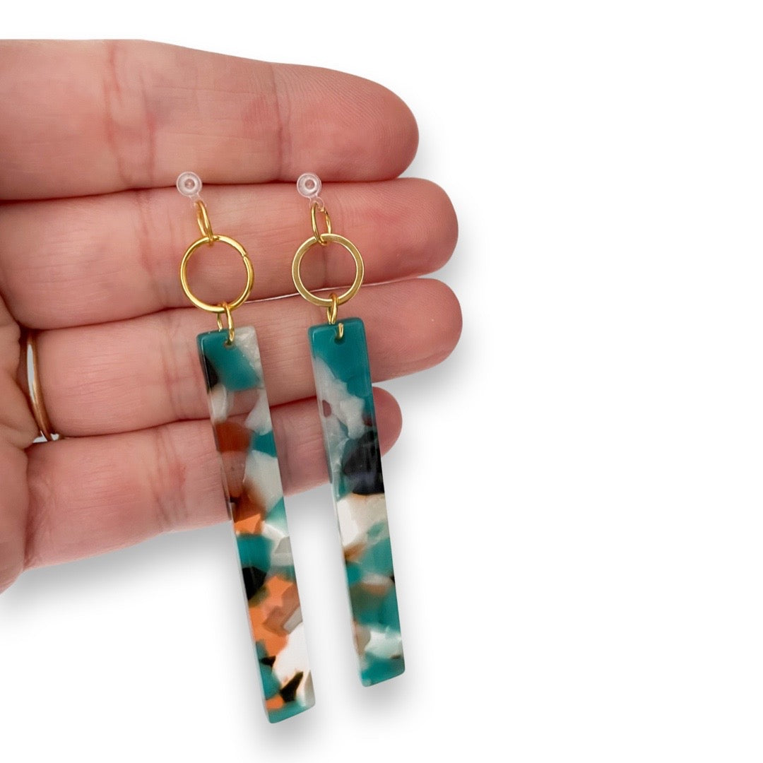 Long Resin Bars - Dangle Earrings