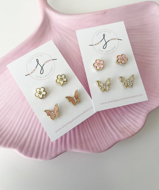 Duo Earrings - Flowers / Butterflies