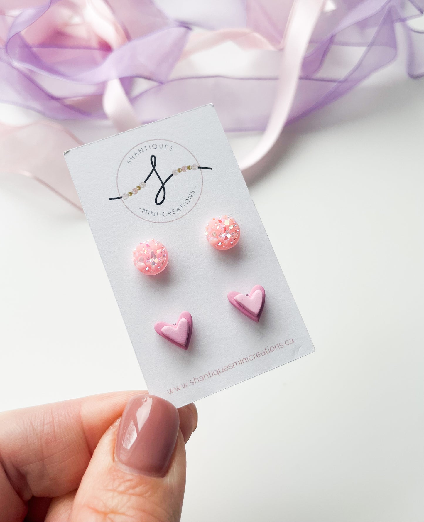 Polymer Clay Hearts - Duo Earrings