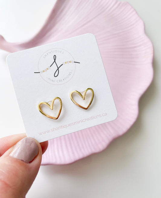 Earrings - Large Gold Hollow Heart