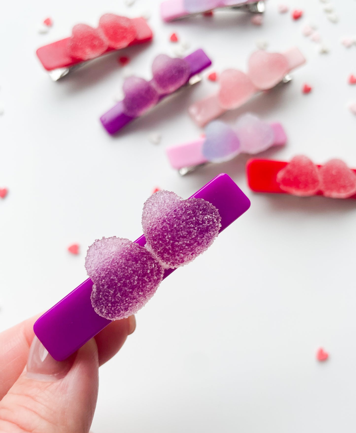 Candy Hearts - Alligator Bar Clips