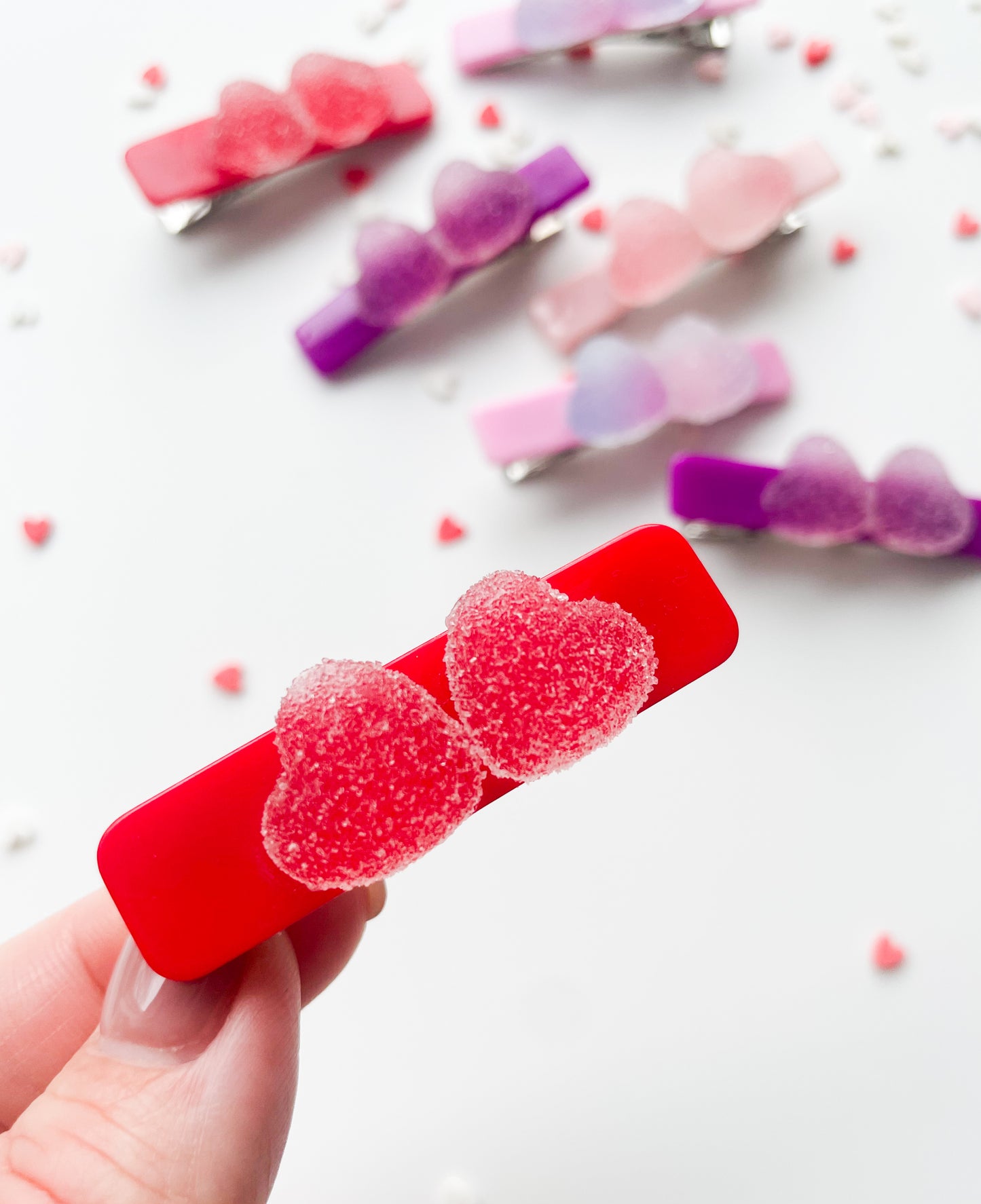 Candy Hearts - Alligator Bar Clips