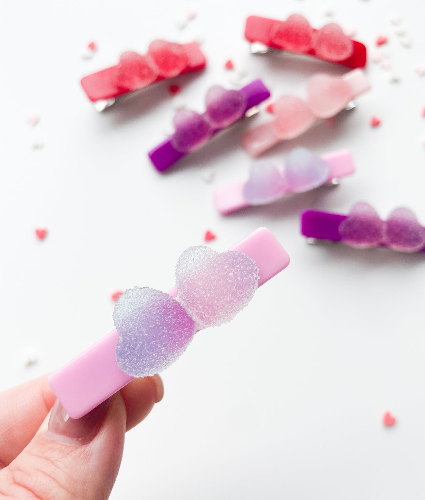 Candy Hearts - Alligator Bar Clips