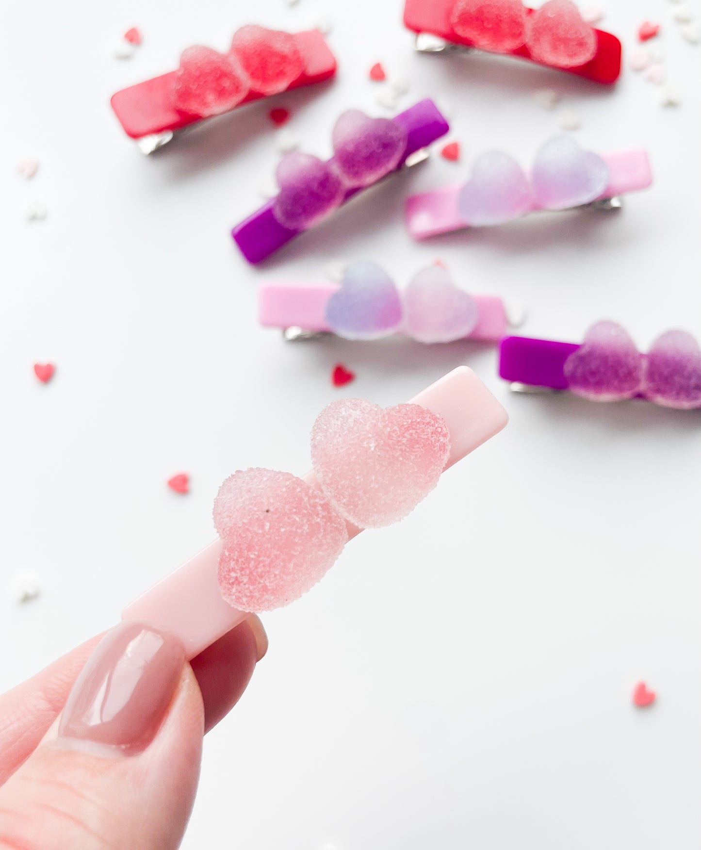 Candy Hearts - Alligator Bar Clips