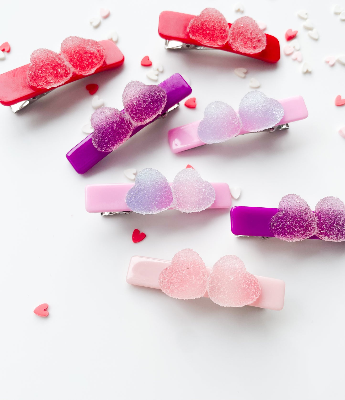 Candy Hearts - Alligator Bar Clips