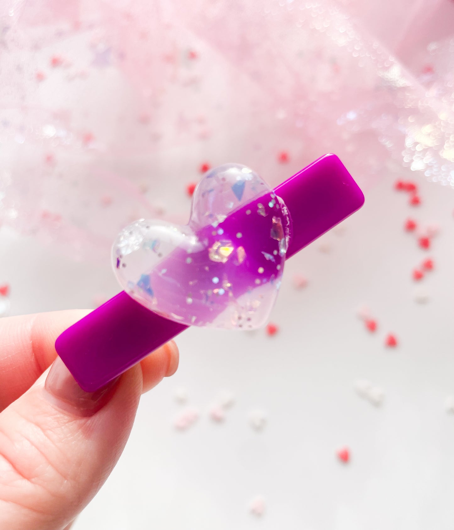 Sparkle Hearts - Alligator Bar Clips