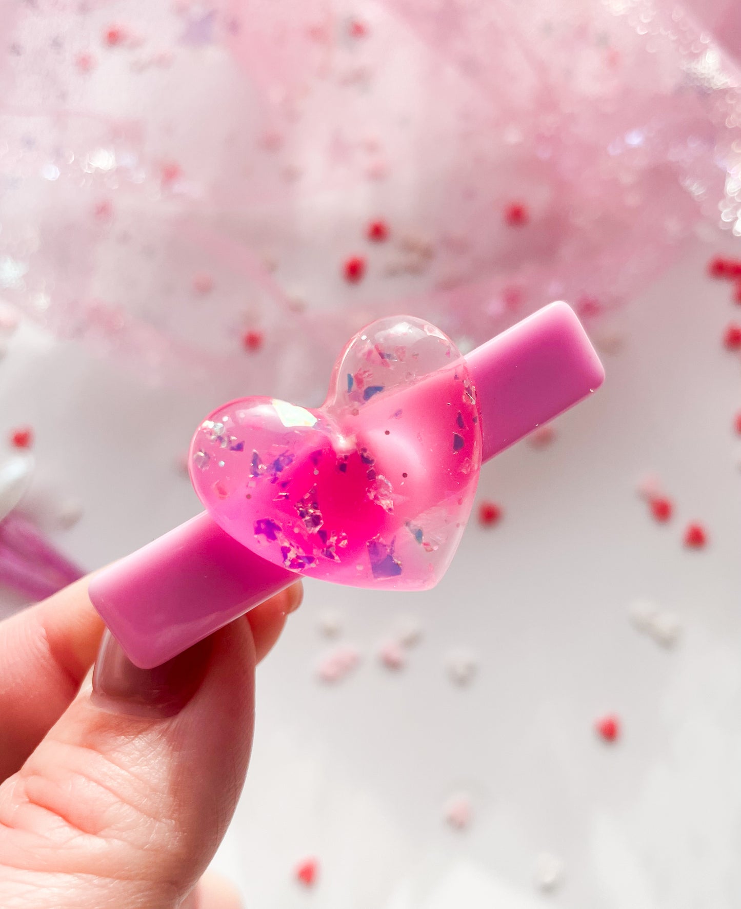 Sparkle Hearts - Alligator Bar Clips