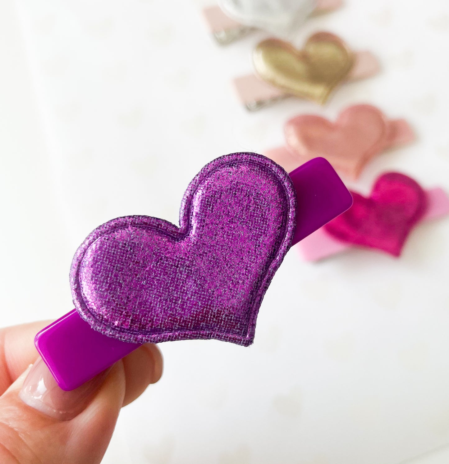 Metallic Hearts - Alligator Bar Clips