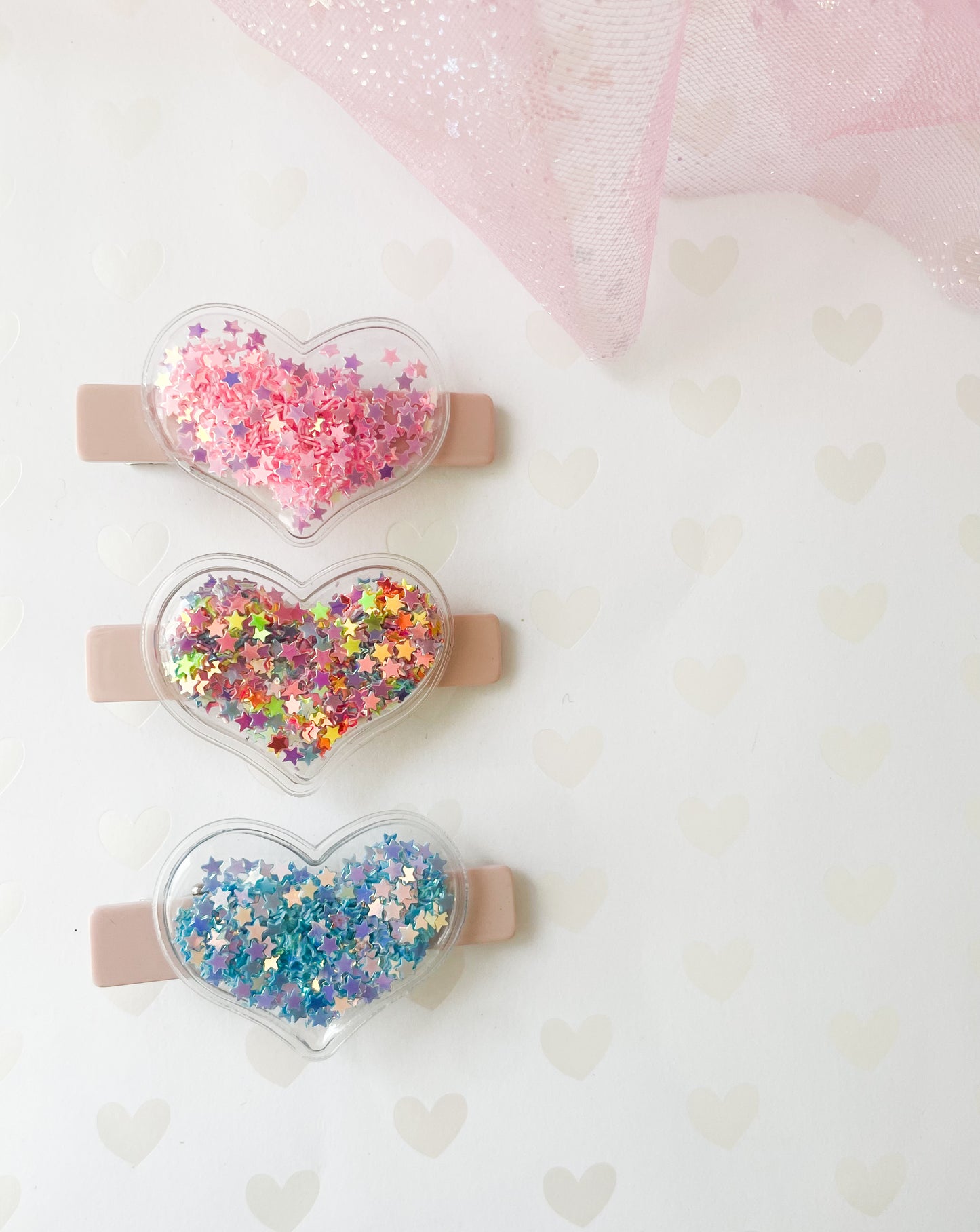 Shaker Hearts - Alligator Bar Clips