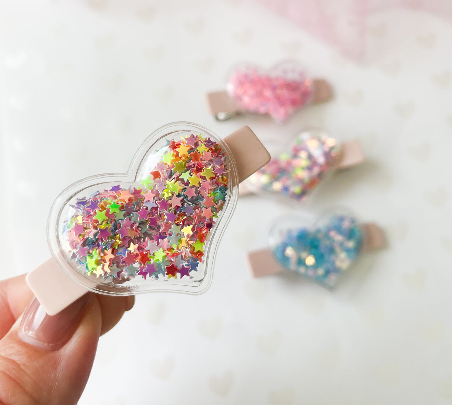 Shaker Hearts - Alligator Bar Clips