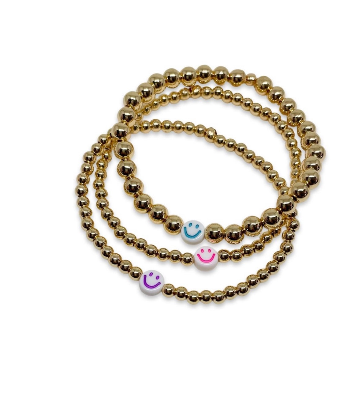 14K Gold Plated with Coloured Smiley Face - Bracelets