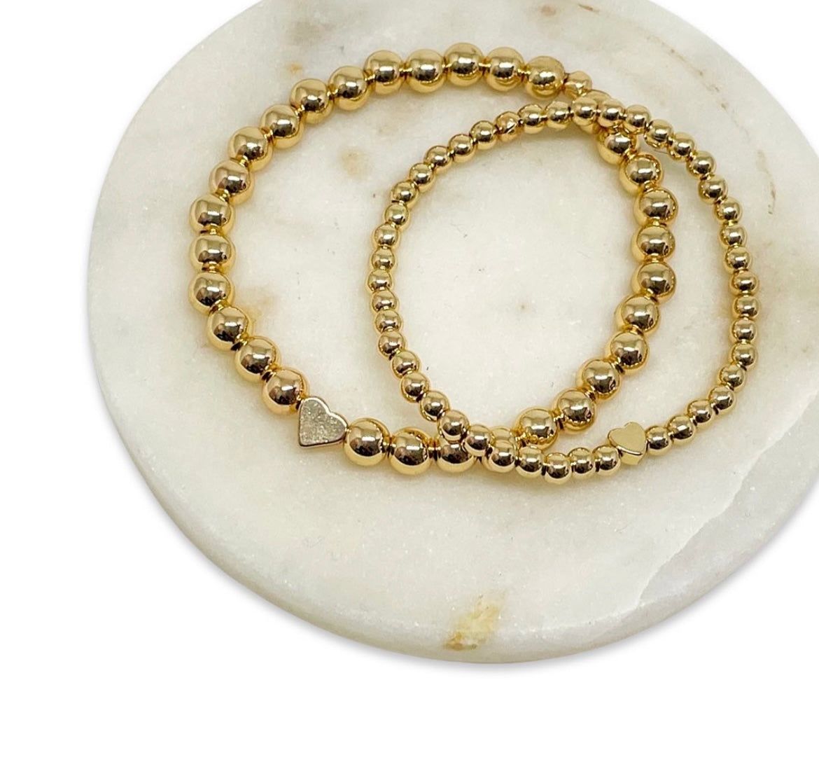 Bracelets - 14K Gold Plated with Coloured Heart