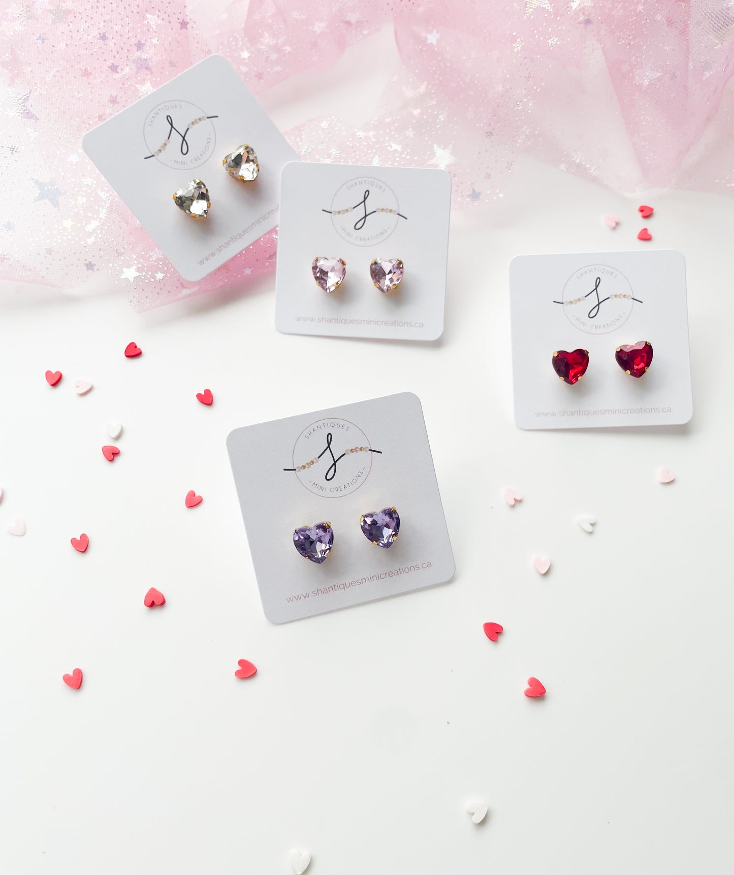 Earrings - Rhinestone Hearts