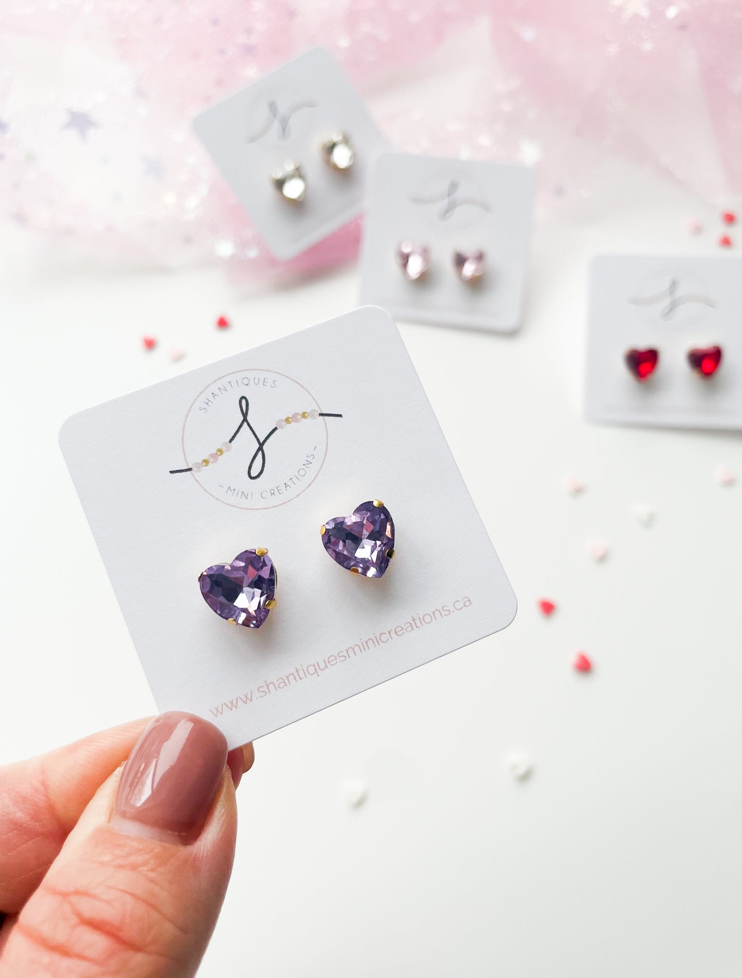 Earrings - Rhinestone Hearts