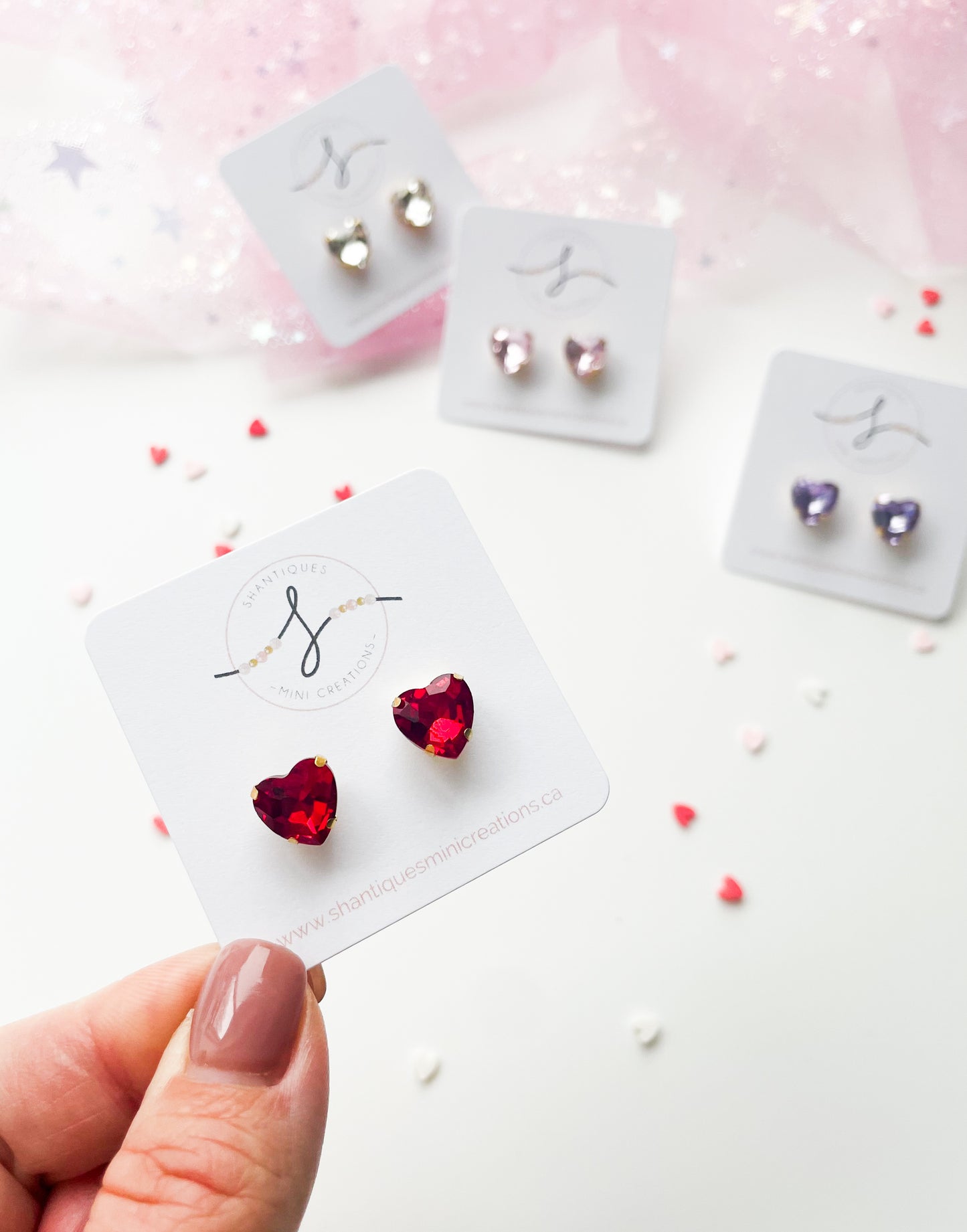 Earrings - Rhinestone Hearts