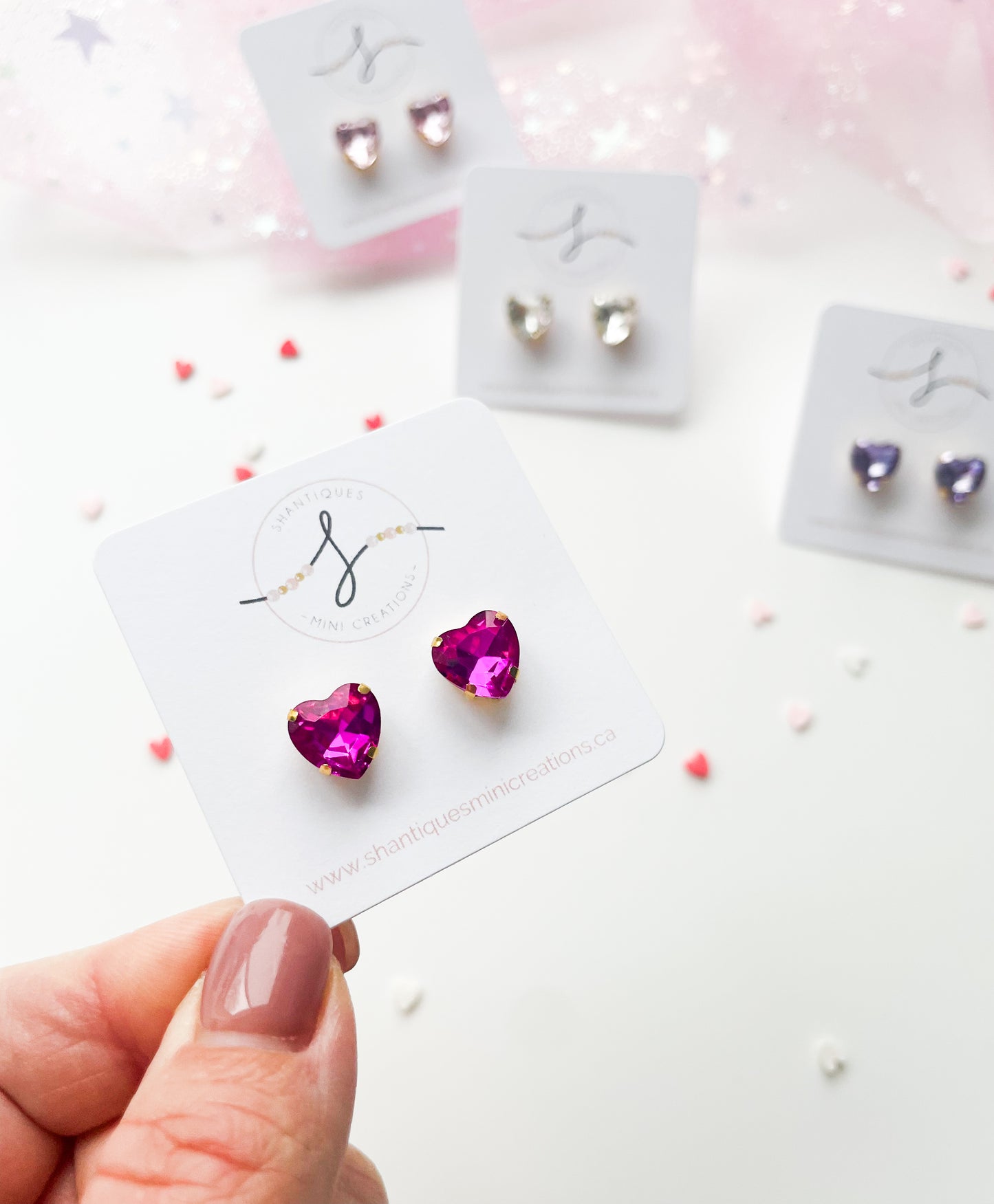 Earrings - Rhinestone Hearts