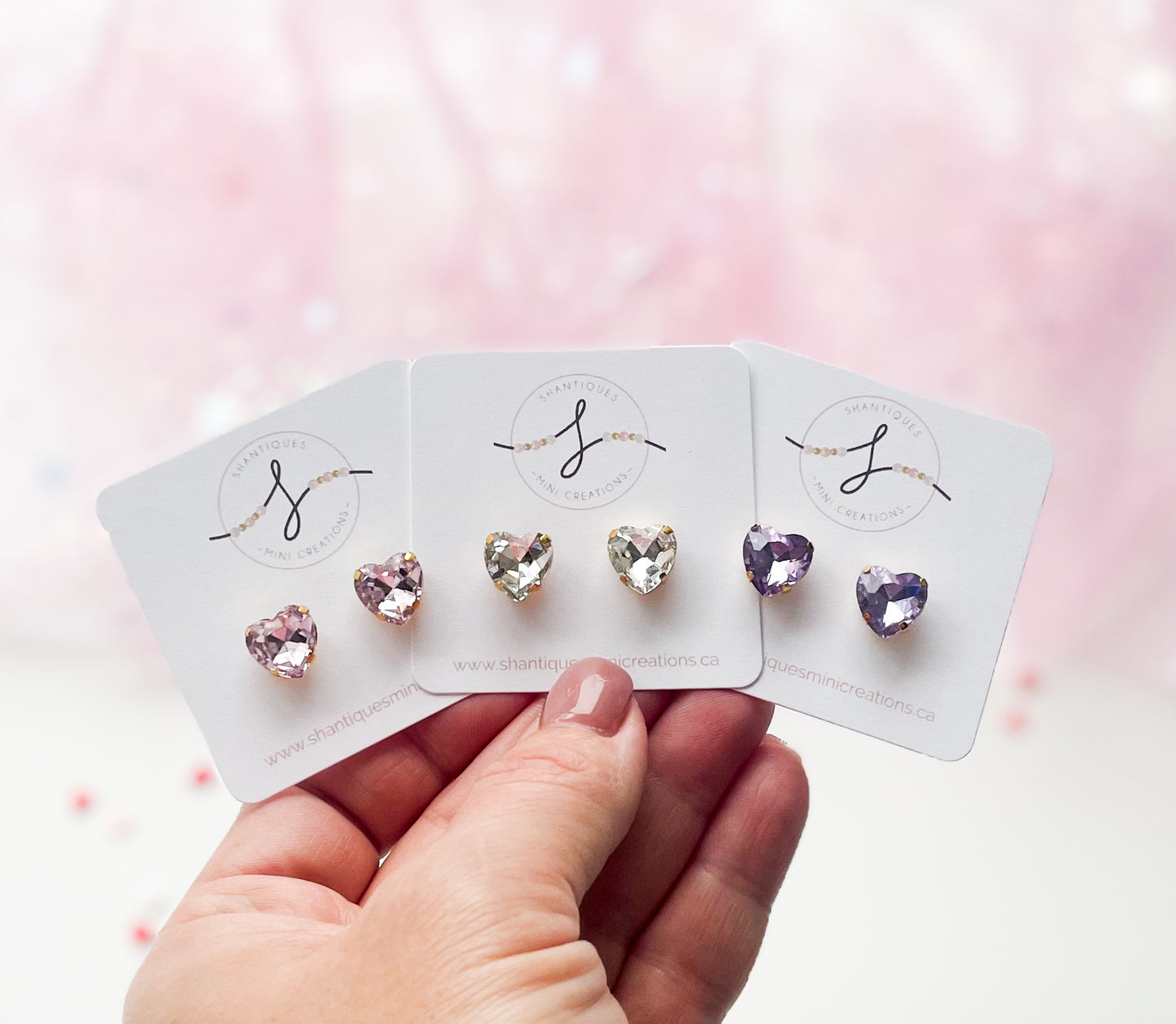 Earrings - Rhinestone Hearts