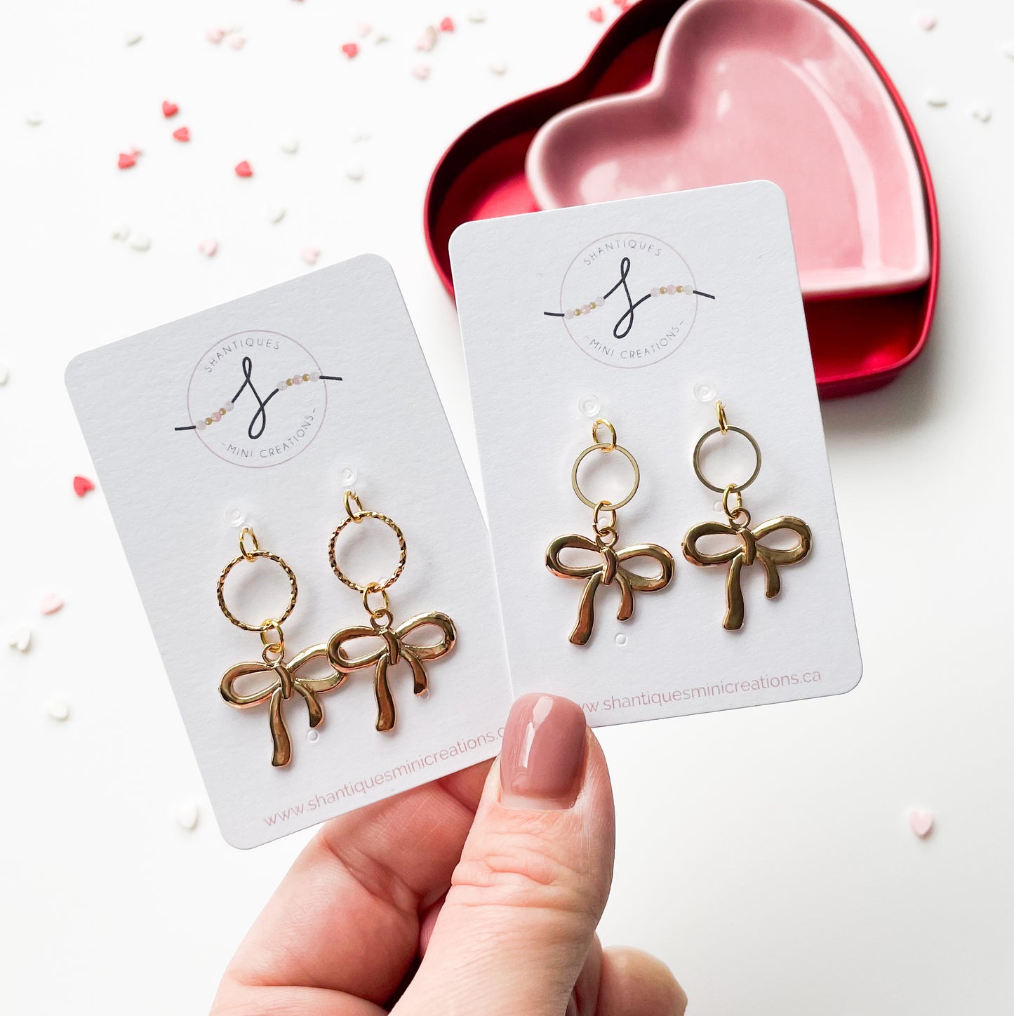 14K Gold Plated Bows - Dangle Earrings