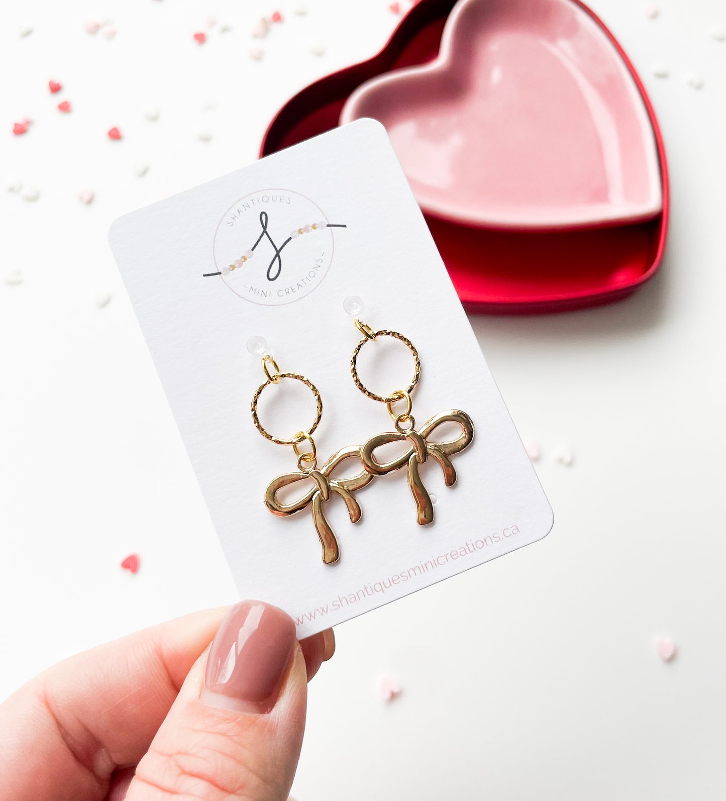 14K Gold Plated Bows - Dangle Earrings
