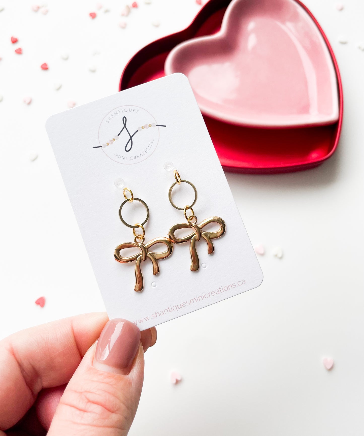 14K Gold Plated Bows - Dangle Earrings