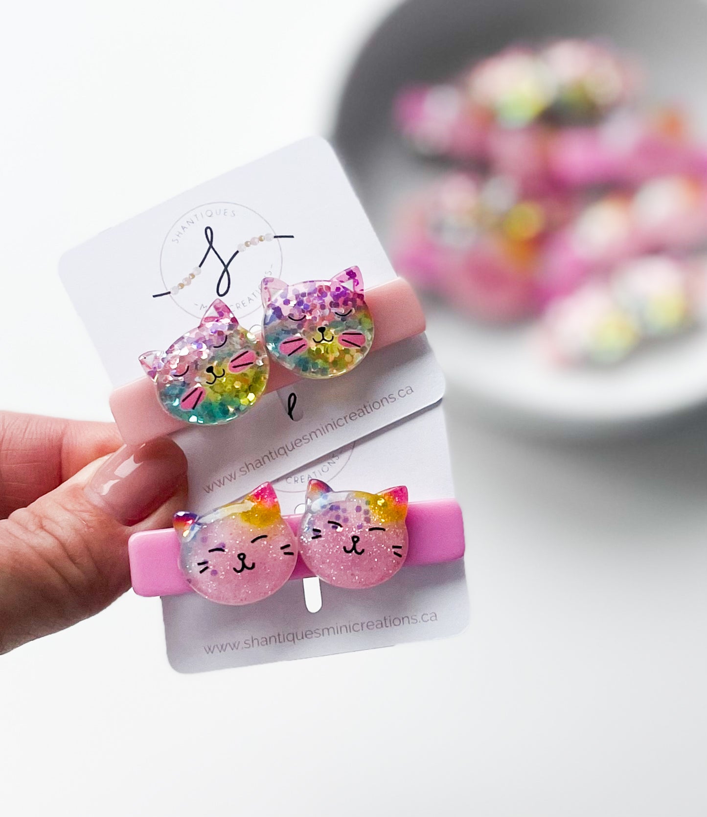 Alligator Bar Clips - Glitter Cat