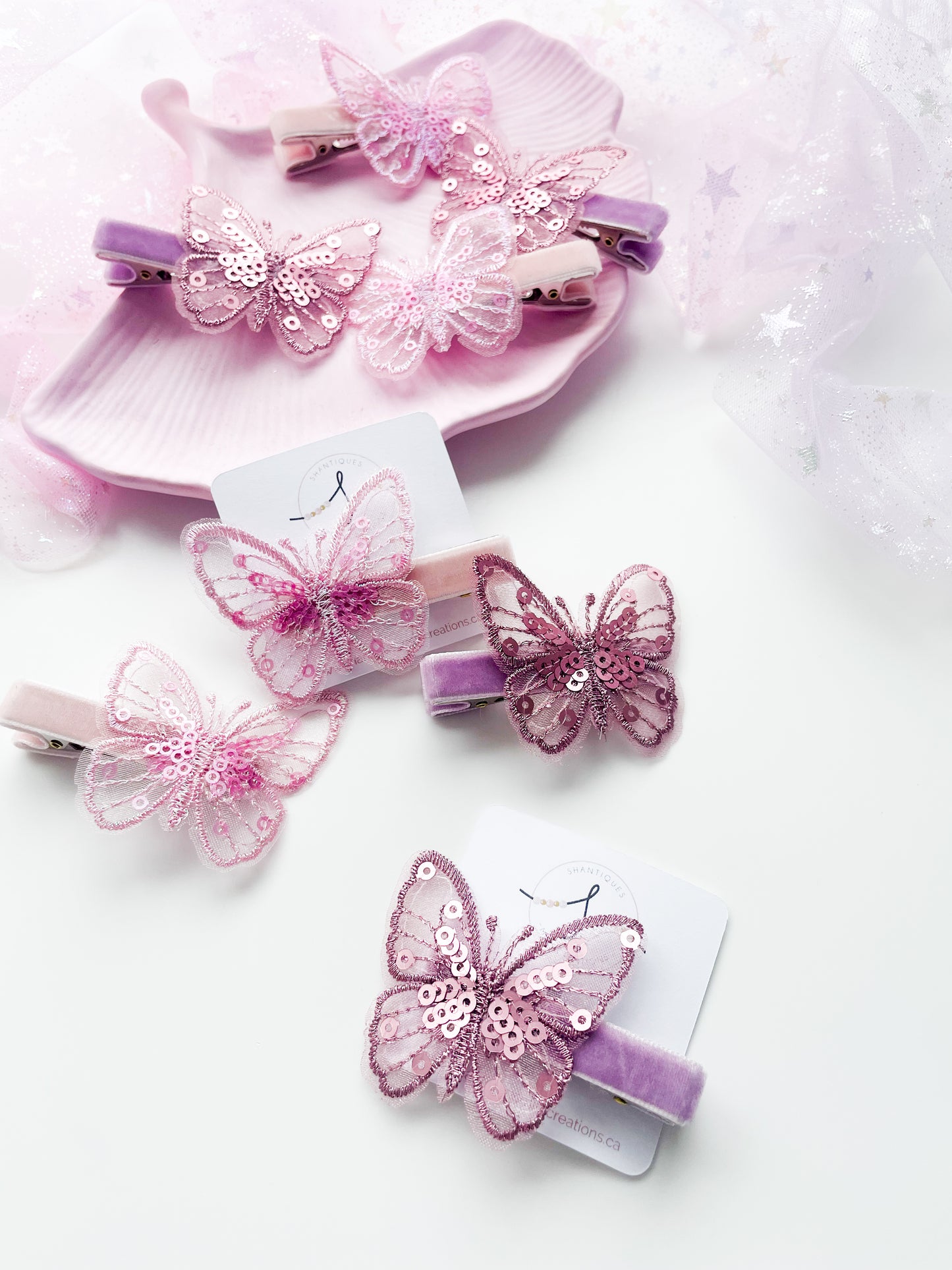 Alligator Bar Clips - Velvety Butterflies