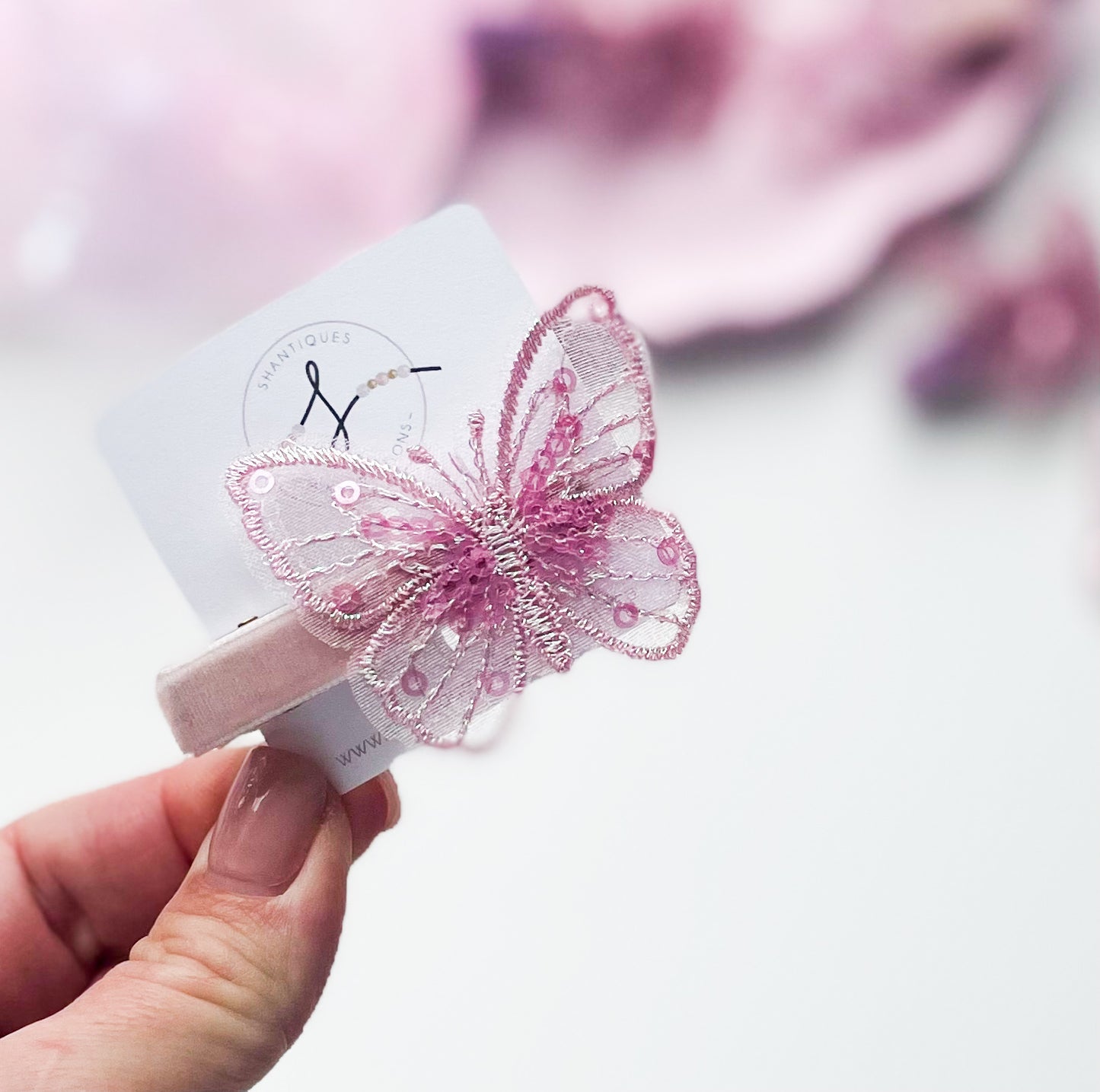 Alligator Bar Clips - Velvety Butterflies