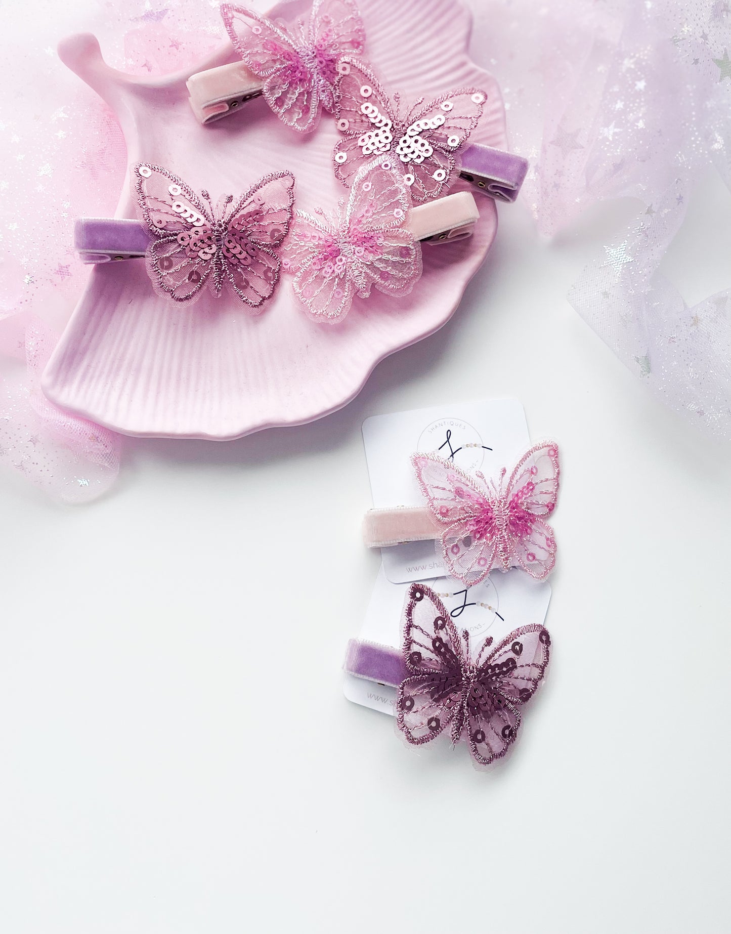Alligator Bar Clips - Velvety Butterflies