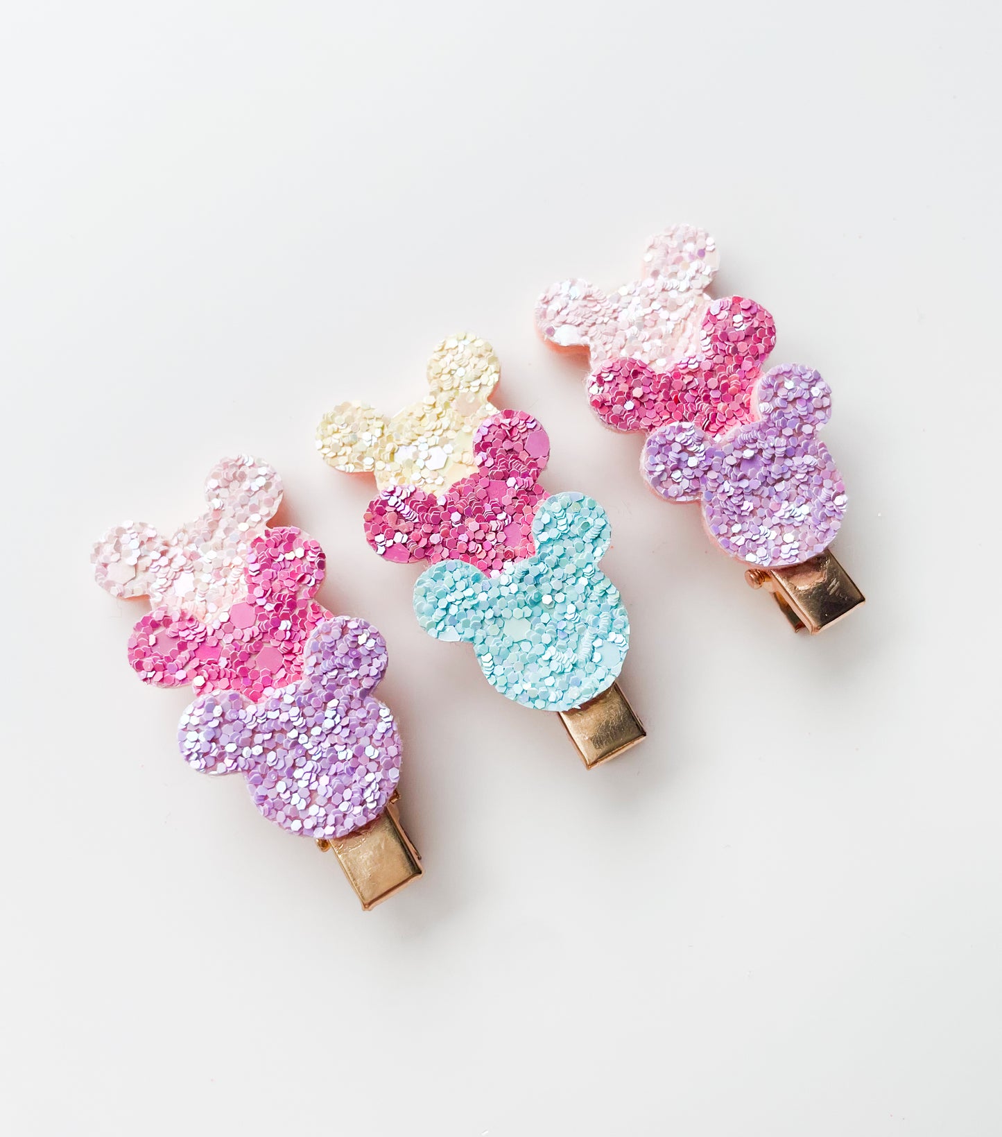 Alligator Bar Clips - Glitter Rainbow Mouse