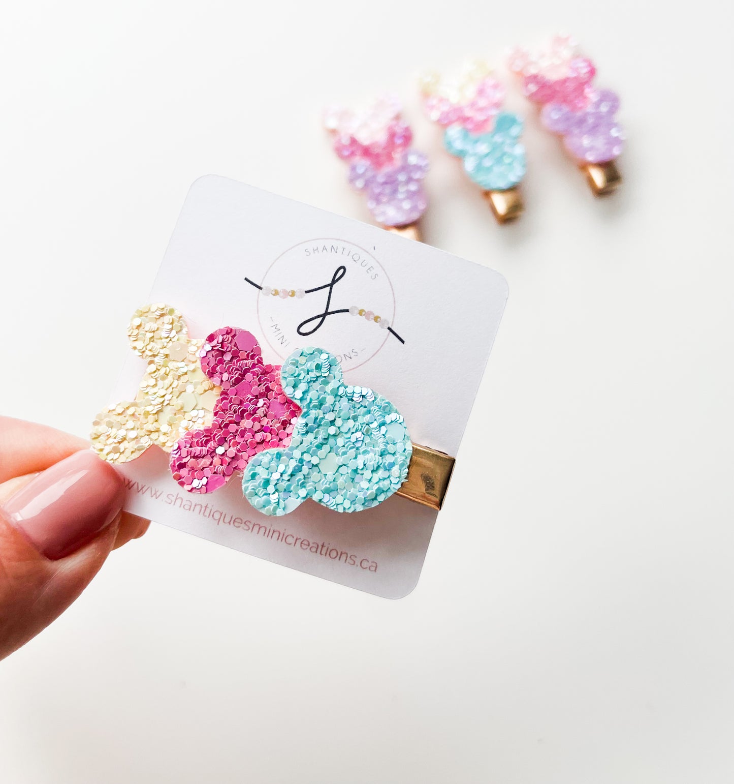 Alligator Bar Clips - Glitter Rainbow Mouse