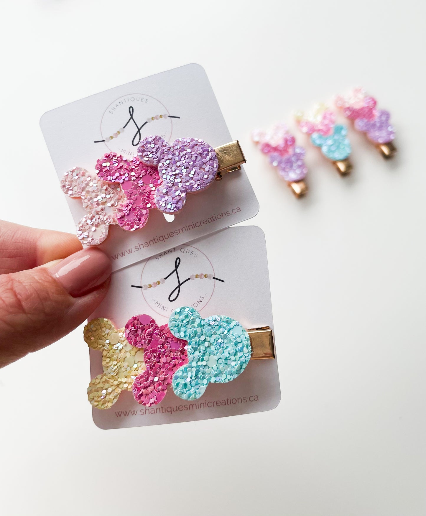 Alligator Bar Clips - Glitter Rainbow Mouse