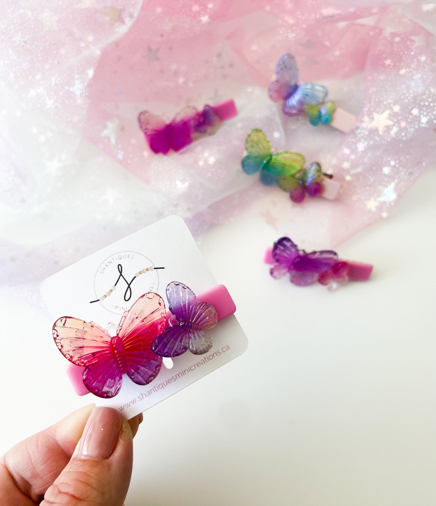 Alligator Bar Clips - Ombre Butterfly