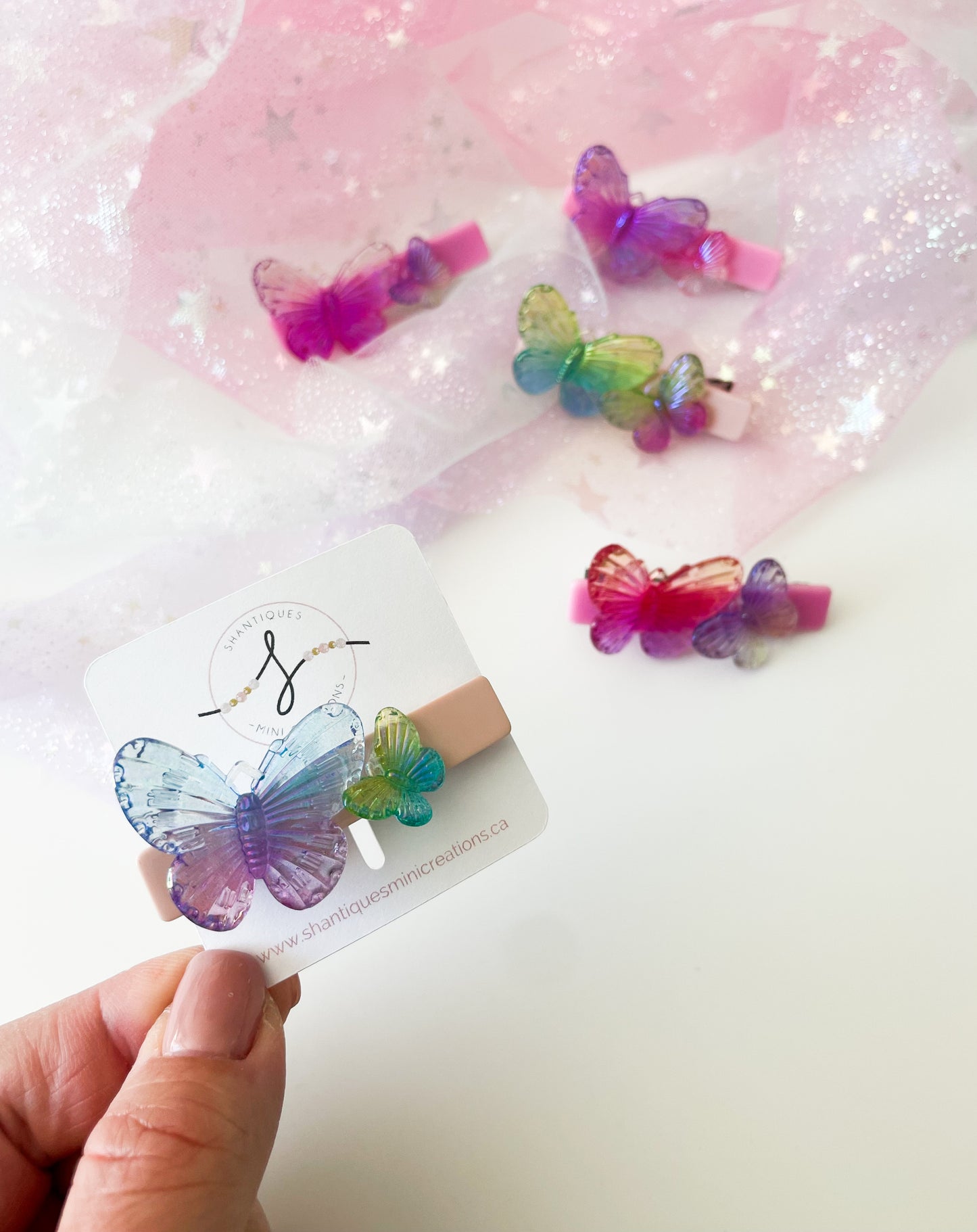 Alligator Bar Clips - Ombre Butterfly