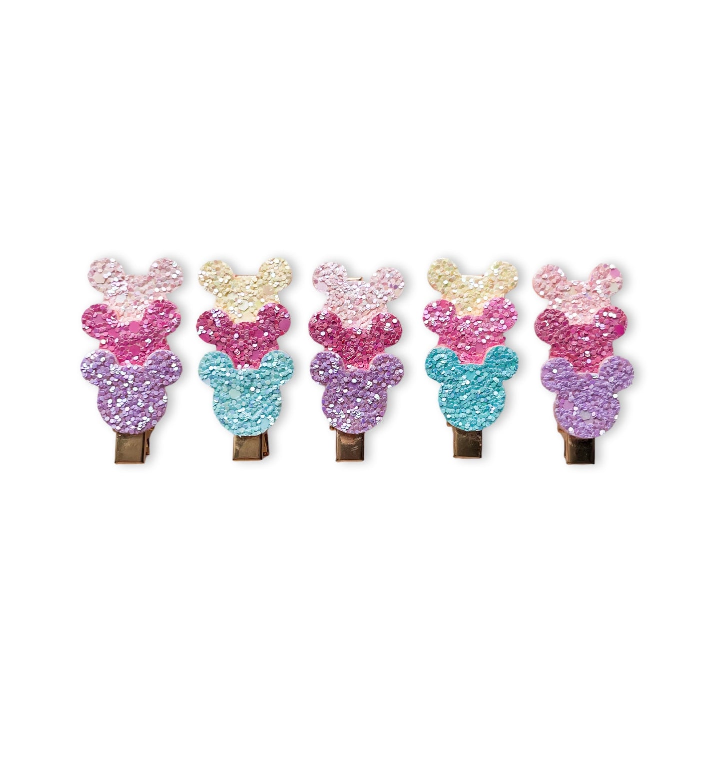 Alligator Bar Clips - Glitter Rainbow Mouse